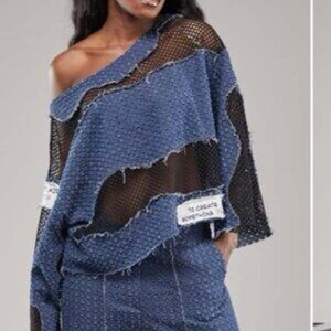 H4 denim brand new funky top